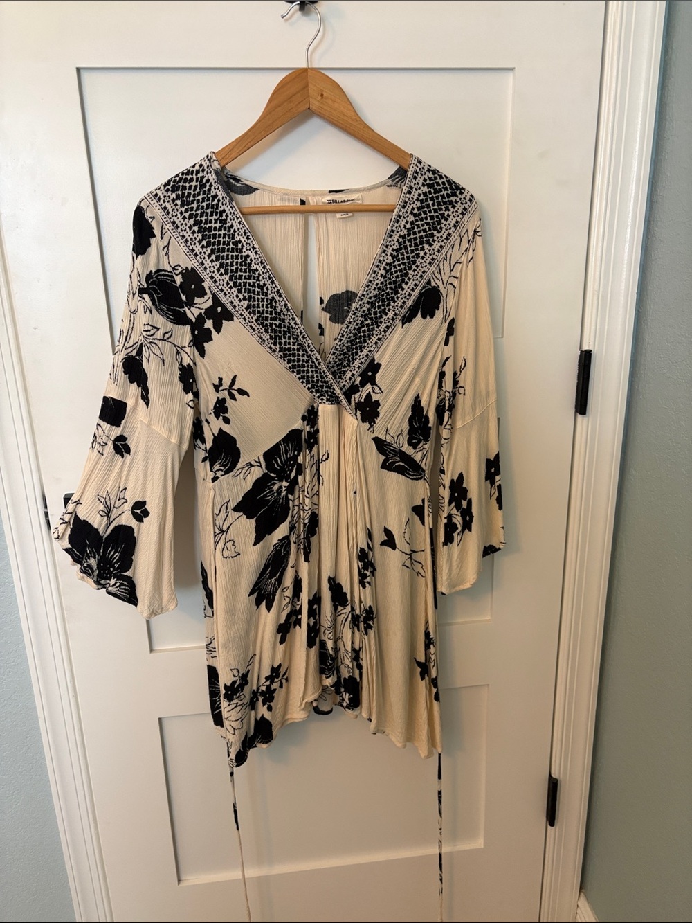 Billabong Cream dress with Black Floral Print